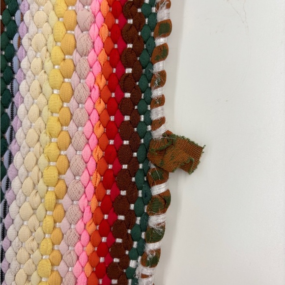 Vtg. Handmade Rag Rug Crocheted Edge, Reversible Floor Mat - Picture 5 of 7